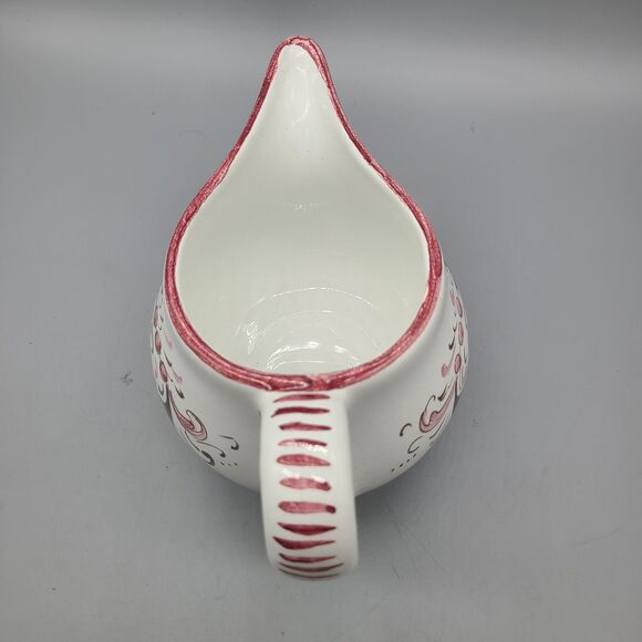 DERUTA Italian Pottery Hand Painted   Creamer Pitcher 5" Red White Brown New - Picture 6 of 10